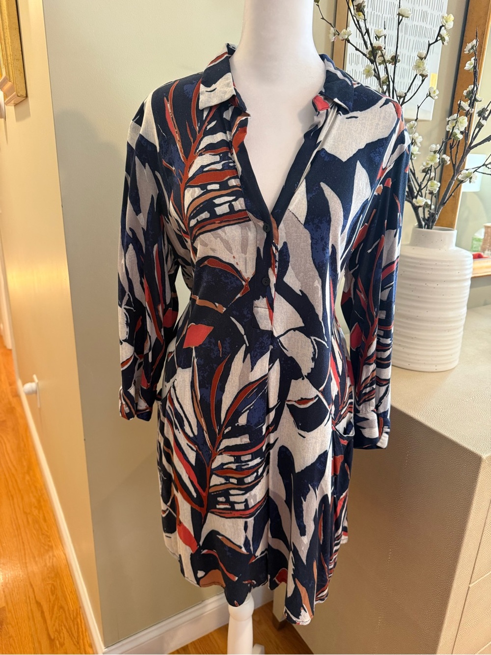 Nic+Zoe Women’s Abstract Print Shirt Dress - S